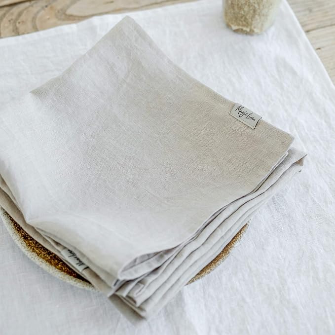 MagicLinen 100% Linen Napkins Set of 4, Soft Absorbent Dinner Napkins | European Flax, OEKO-TEX Certified, Stone-Washed Soft, Breathable, Absorbent, Set includes 4 napkins, Size 18X18in - Image 7
