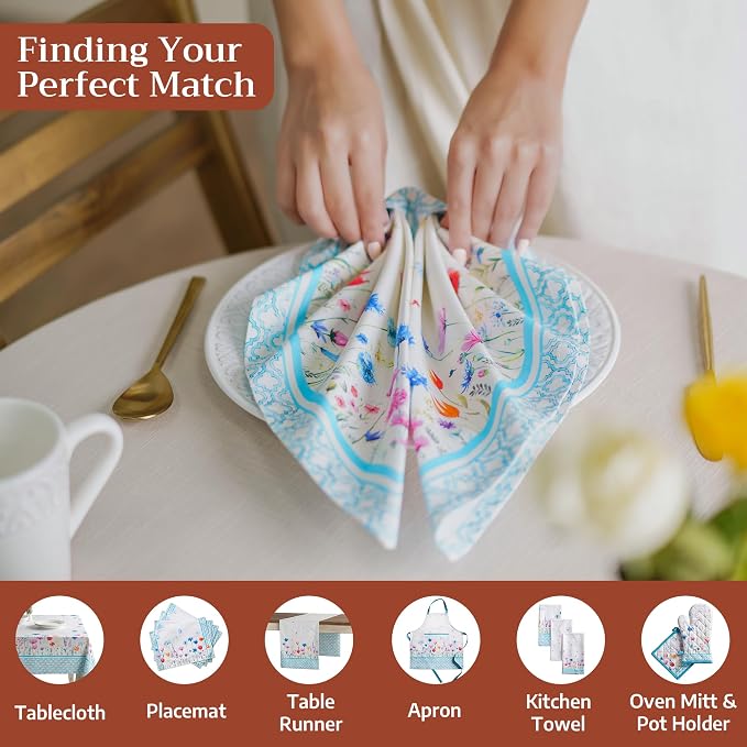 Maison d' Hermine Cloth Napkins Set of 4 Reusable 100% Cotton (20" x 20") | Everyday Square Napkins Cloth Washable Dinner Party Wedding Restaurant Hotel Kitchen Spring Summer - Flower In The Field - Image 4