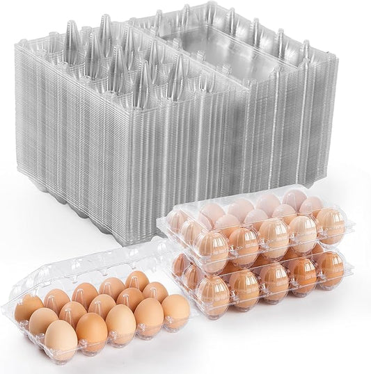 55 Pack Egg Cartons Cheap Bulk,Plastic Egg Carton 3x5 Grids | 15 Count Clear Egg Cartons, Reusable Egg Holder Egg Trays for Family, Chicken Farm, Markets Display - Medium Egg Container by AYAYGD
