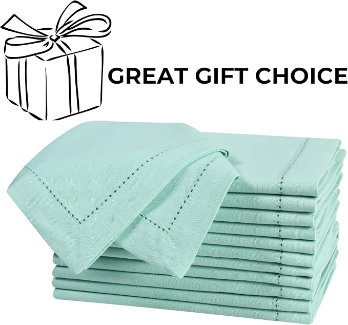 Bedding Craft Cotton Cloth Dinner Napkins Set of 12 – 18x18 Bird Egg Gray Hemstitched – Machine Washable Fabric Napkins for Weddings, Thanksgiving, Christmas & Daily Dining - Image 7