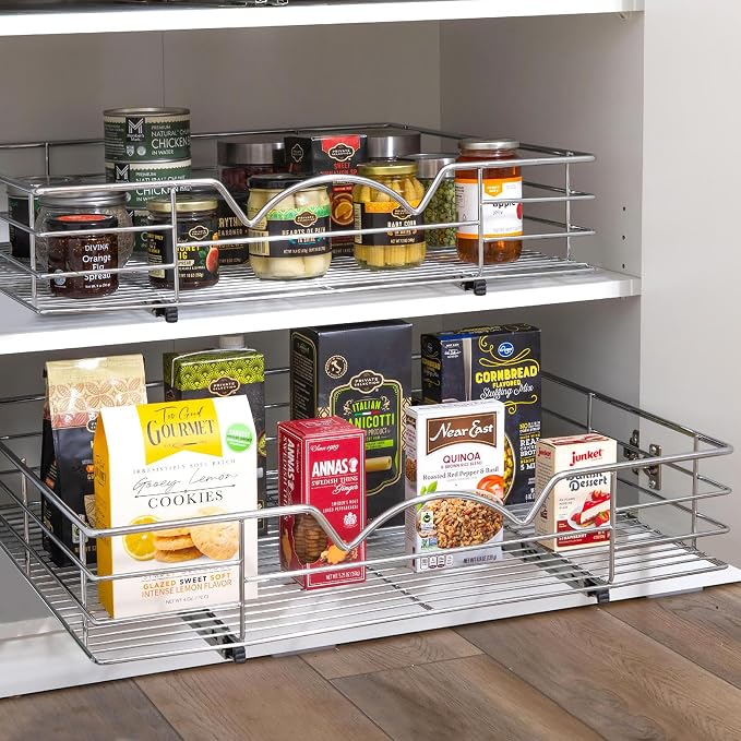 HOLDN’ STORAGE Pull Out Cabinet Organizer, Pantry Drawer, 28"W x 21"D x 5"H | Heavy-Duty Full-Extension, Roll Out Shelf for Pots, Pans & Under Sink Storage, Chrome, Require a 29.25"W Cabinet Opening - Image 9
