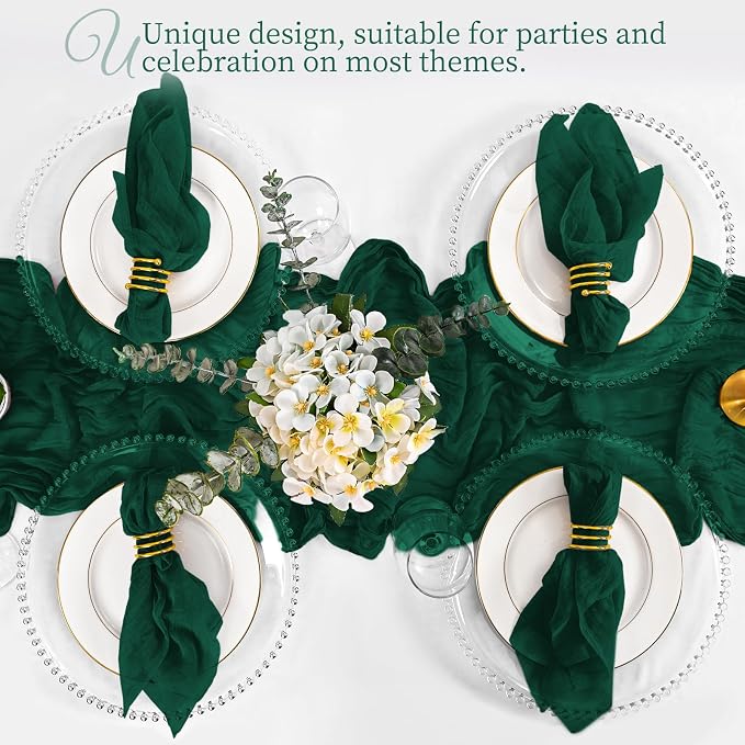 50 Pack Emerald Green Napkins 20x20Inch Cheesecloth Napkins | Elegant Cloth Napkins for Table, Washable Rustic Boho Gauze Napkins, for Wedding Party Bridal Baby Shower Christmas Decor - Image 6