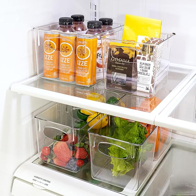 Sorbus Small Clear Plastic Storage Bins for Shelves, Clothes, with Handle - Clear Storage Bins, Drawer, Shelf, Closet, Pantry, Fridge, Freezer Organizer Bins, Closet Organizers and Storage (8 pack) - Image 6