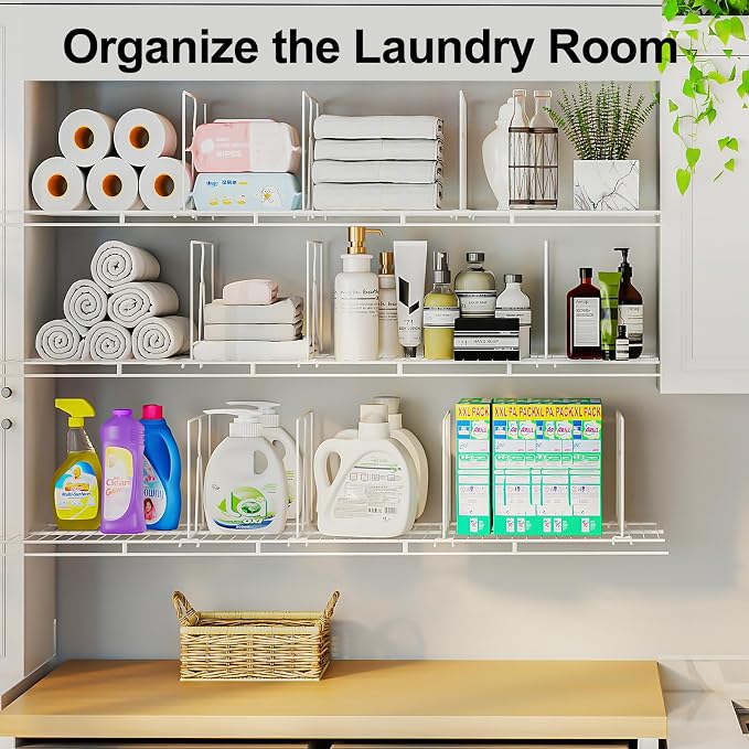 Wire Shelf Dividers for Closet: 12" Tall x 12" Deep (Taller) 6 Pack | Wire Shelves Organizer for Closet - Adjustable Purse Organizer for Clothes, Sweater, Towels Jeans - Metal Pantry Separators - Image 10