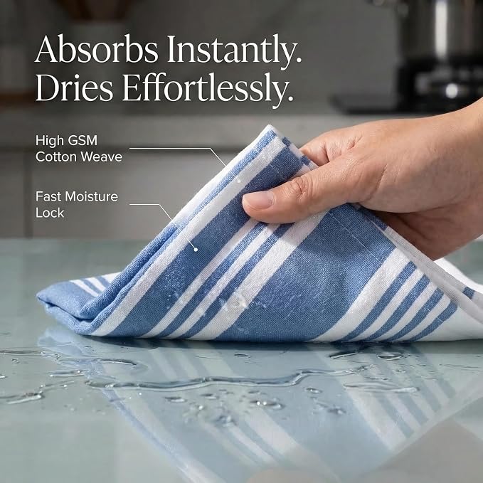 Urban Villa Kitchen Towels Cotton Dish Towels 20”x30” (Set of 6) Blue White - Image 2