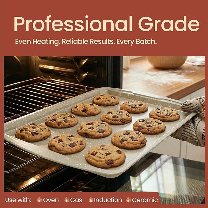 Bakken Swiss - Bakeware Set – 6 Piece – Stackable, Deluxe, Non-Stick Baking Pans for Professional and Home Cooking – Carbon Steel, White Stone Coating - Image 3