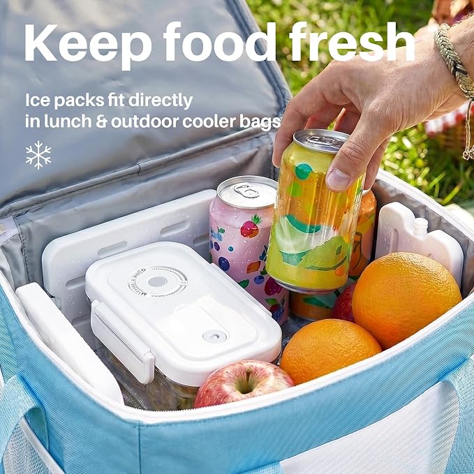Food Storage Containers with Lids Airtight Set, BPA Free, Vacuum Container | Vacuum Container Set with Ice Packs for Lunch Boxes & Coolers - Freezer Packs for Kitchen, Fridge, Camping, Picnic - Image 4
