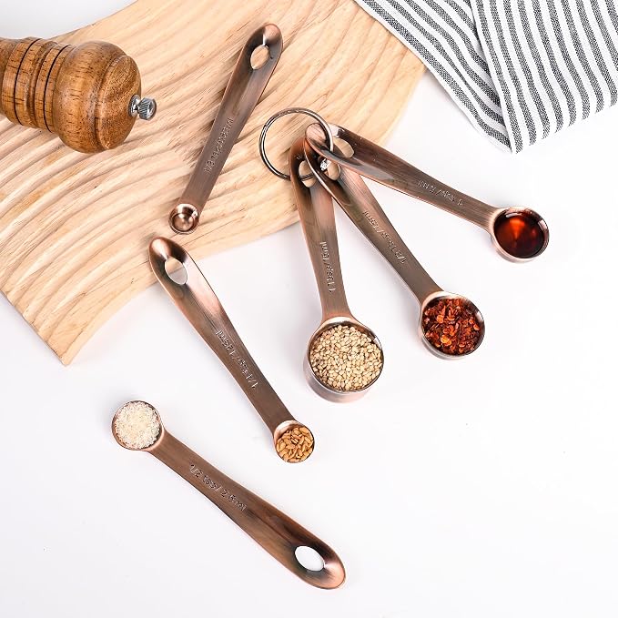 Copper Measuring Cups and Spoons Set 16, Dry&Liquid Stainless Steel Measuring Cups and Spoons, 7 Metric&US Measing Cups & 6 Measuring Spoons & Measure Equivalents for Kitchen&Baking - Image 9