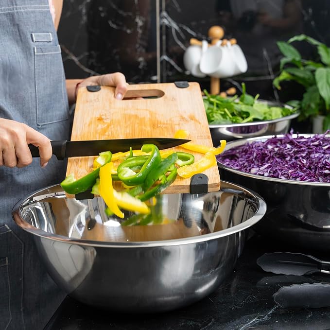 20 Quart Large Stainless Steel Mixing Bowls Set, 3-Pack, Nesting Bowls | Extra Large Commercial Grade Metal Bowls for Meal Prep, Baking, Serving, Food Storage. Rustproof & Dishwasher Safe - Image 7