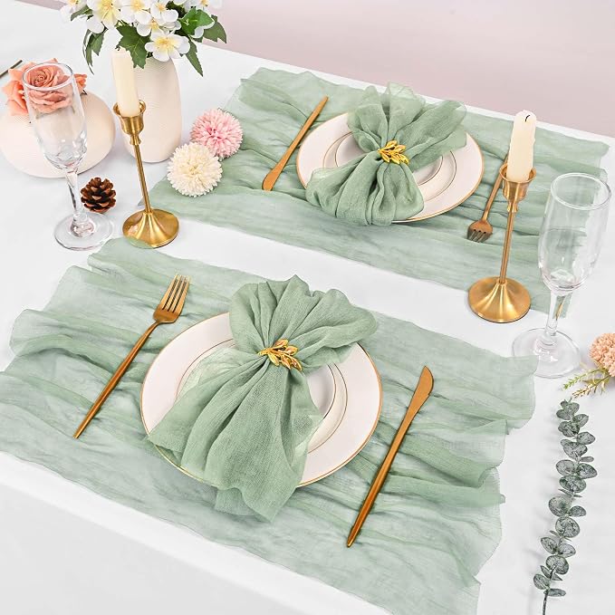 Sage Green Cheesecloth Napkins - Bulk Set of 50, 20x20 Inch Washable and Reusable Boho Cotton Gauze Cloth Napkins for Weddings, Bridal Girl Baby Shower, Party and Banquet - Image 7