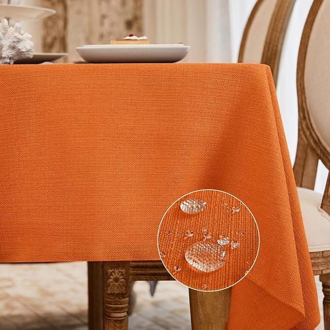 BALCONY & FALCON Rectangle Table Cloth Waterproof Vibrant Orange 95"x55" | Rectangular Washable Wrinkle Resistant Table Cloth Linen Fabric Tablecloths for Dining Party Kitchen Wedding and Outdoor Use by BALCONYFALCON