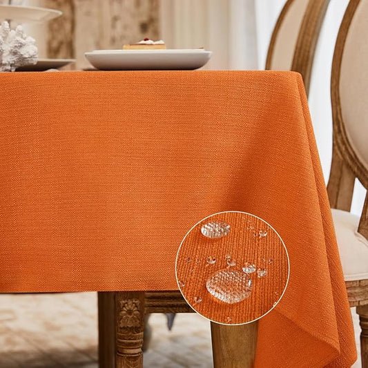 BALCONY & FALCON Rectangle Table Cloth Waterproof Vibrant Orange 95"x55" | Rectangular Washable Wrinkle Resistant Table Cloth Linen Fabric Tablecloths for Dining Party Kitchen Wedding and Outdoor Use by BALCONYFALCON
