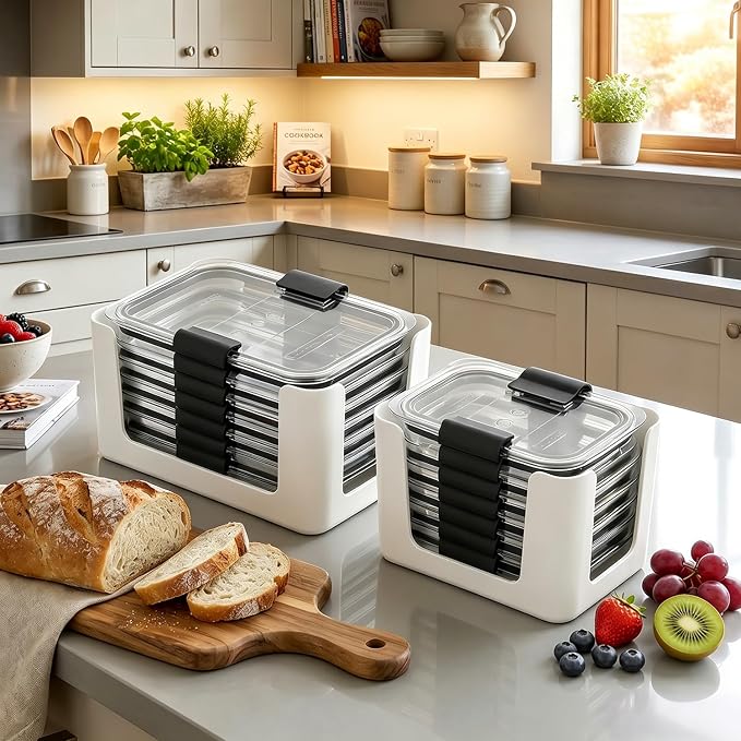 Food Storage Container Lids Organizer for Rubbermaid Brilliance Nap-On Lids | Lid Organizer for Kitchen Cabinet Storage -- Fits 3.2, 4.7 & 9.6 Cups -- Holds 16 Lids (White,2-Piece Bundle) - Image 2