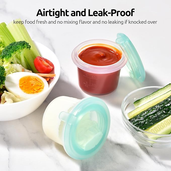 U-Taste Silicone Container with Lid, Small Mini Kitchen Food Storage 2oz | Food Grade Liquid Silicone, Leak-Proof Airtight Lid, Meal Prep Lunch Box, Freezer & Microwave Safe, Clear Date Marking Circle - Image 4