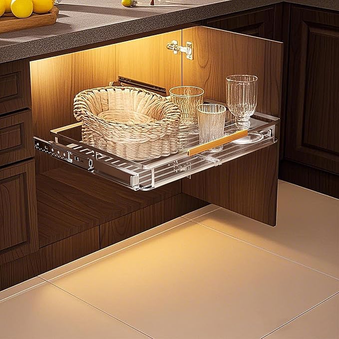 16.3~26.3"x17.3" Pull Out Cabinet Organizer，1Pack Expandable Sliding Cabinet Shelves，Side Mounting - Image 7