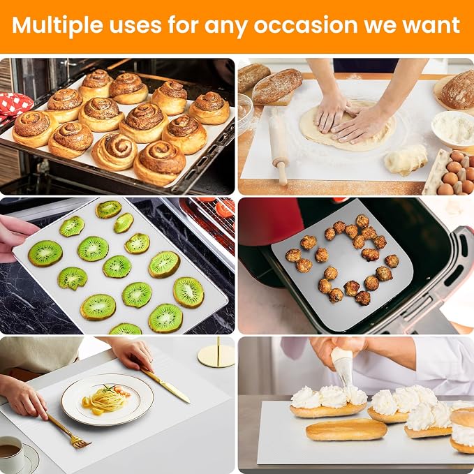 Cut to Size Silicone Baking Mat Roll - Best German Silicone - Non Stick Pastry Dough Rolling Mat, Heat Ressiatnt Air Fryer Freeze Dryer Mat, Non-slip Silicone Pan Liner - Image 6