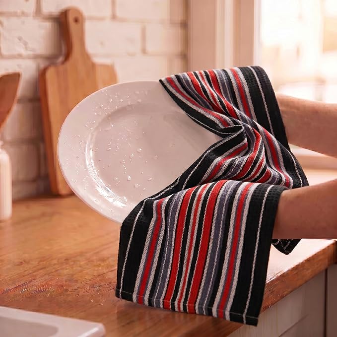 Urban Villa Kitchen Towels Cotton Dish Towels 20”x30” (Set of 6) Black - Image 8