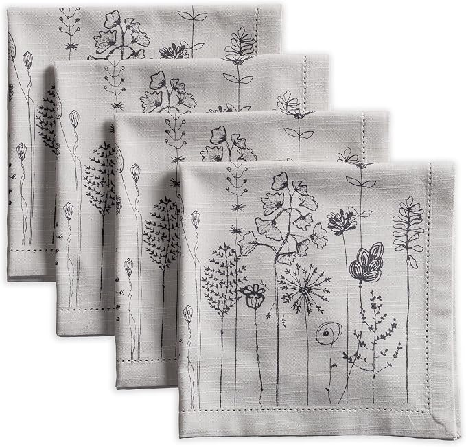 Maison d' Hermine Cloth Napkins Set of 4 Reusable 100% Cotton (20" x 20") | Everyday Square Napkins Cloth Washable Dinner Party Wedding Restaurant Hotel Kitchen Spring Summer - Flore by MaisondHermine