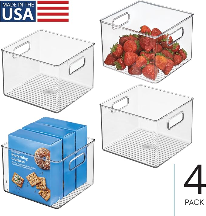 iDesign Clear Plastic Storage Bins, 4-Pack | For Kitchen Pantry and Fridge, For Cabinets and Shelves - Image 2
