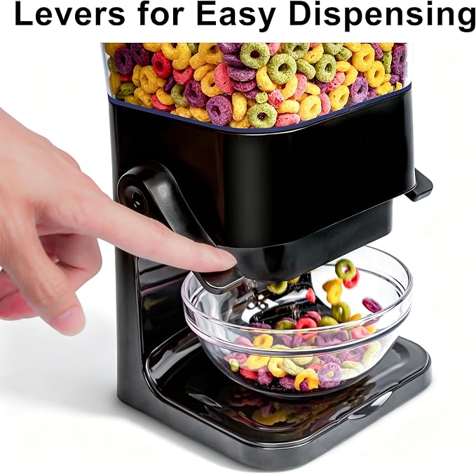 Cereal Dispenser Countertop with Lids, 5L Organization and Storage Containers for Kitchen and pantry, Rice Dispenser for food, Cereal, Beans, Nuts, Snack,Oatmeal, Dog Food, Bird Seed, Black, 3Pc - Image 3