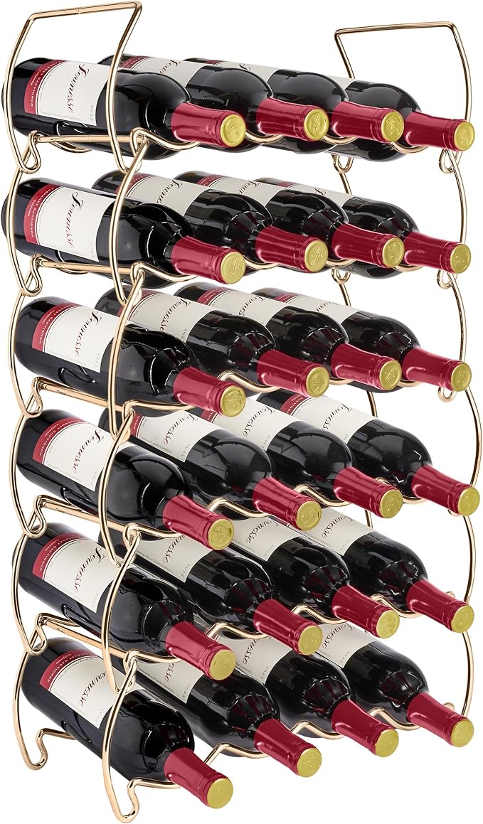 Sorbus 6-Tier Stackable Wine Rack - Classic Style Wine Racks for Bottles - Perfect for Bar, Wine Cellar, Basement, Cabinet, Pantry, etc - Hold 24 Bottles, Metal (Copper) - Image 8