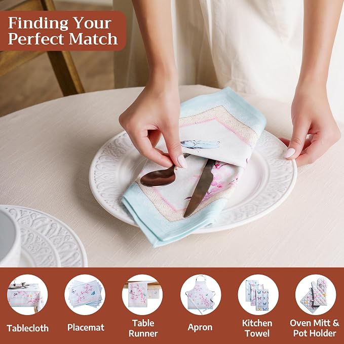 Maison d' Hermine Cloth Napkins Set of 4 Reusable 100% Cotton (20" x 20") | Everyday Square Napkins Cloth Washable Dinner Party Wedding Restaurant Hotel Kitchen Spring Summer - Blossoms in Spring - Image 4