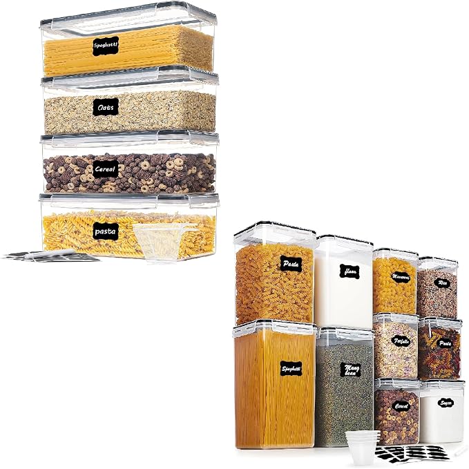 Vtopmart 4PCS Spaghetti Container with 10 PCS Flour and Sugar Storage Container by Vtopmart