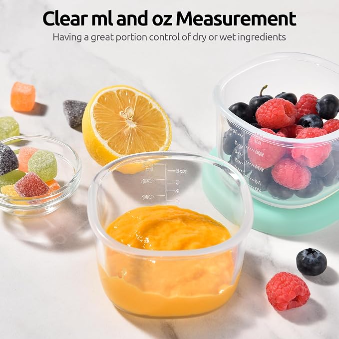 U-Taste Silicone Container with Lids, Small Mini Food Storage, 6oz * 2 | Food Grade Liquid Silicone, Leak-Proof Airtight Lids, Freezer & Microwave Safe, Mini Sauce Tupperware with Clear Measurements - Image 5