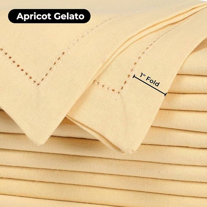 Bedding Craft Cotton Dinner Cloth Napkins Set of 12 – 18x18 Apricot Gelato Hemstitched – Machine Washable Fabric Napkins for Weddings, Baby Showers, Gifting & Parties - Image 3