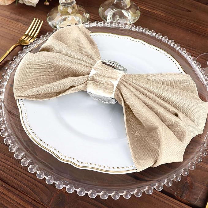 Efavormart Premium Cloth Napkins Set of 10, 20x20 Inch Nude Beige Seamless Dinner Napkins, Washable Linen Table Napkin Cloth with Hemmed Edges for Weddings, Party and Banquet - Image 6