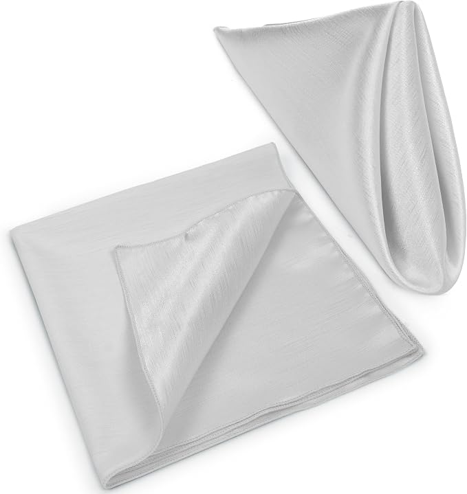 17x17-Inch Shantung Satin Cloth Napkins, Silver, Set of 36 | Bulk Case of 3 Dozen, Square, 100% Polyester Fabric, Reversible, Faux Dupioni Silk Reverse Side, Machine Washable - Image 8