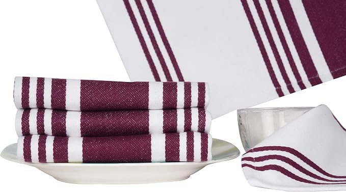 Urban Villa Kitchen Towels Cotton Dish Towels 20”x30” (Set of 6) Wine Wht - Image 3