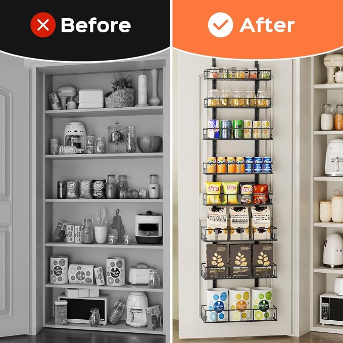 Bunoxea Black 8-Tier Over The Door Pantry Organizer, Pantry Organization And Storage, Metal Hanging Spice Rack Shelves Door, Home & Kitchen Essentials, Laundry Room Bathroom Organization - Image 7