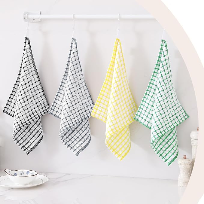 Kitinjoy Cotton 12 Pack Terry Kitchen Dish Cloths, Green | 12 x 12 Inches Super Soft and Absorbent Dish Rags, Quick Drying Dish towels for Washing Dishes - Image 7