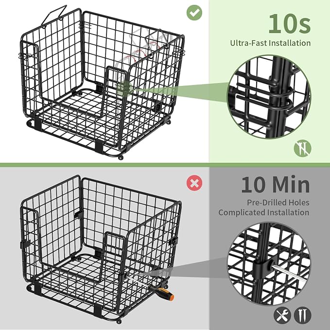 Wire Storage Basket for Kitchen Pantry: Stackable Kitchen Counter Organizers - Wire Organizing Bin for Produce Vegetable Potato and Onion Black - Image 4