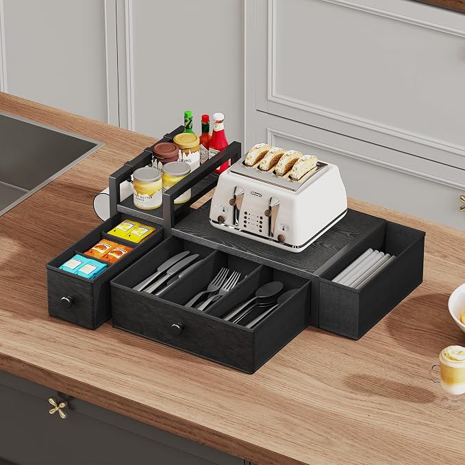 Homeiju Coffee Pod Drawers - K Cup Organizer, Nespresso Pods Holder with Mug Rack, Coffee Holder for Countertop, 52 Capacity Pods, Suitable for Kitchens, Offices and Coffee Bars(Black) - Image 6