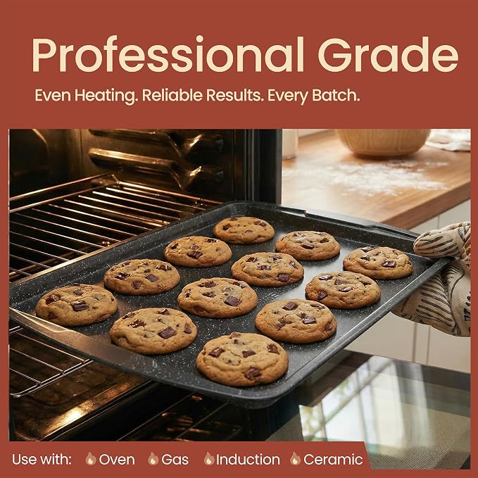 Bakken Swiss - Bakeware Set – 6 Piece – Stackable, Deluxe, Non-Stick Baking Pans for Professional and Home Cooking – Carbon Steel, Gray Stone Coating - Image 3