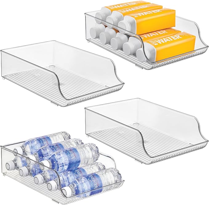 iDesign Water Bottle Organizer for Fridge, Set of 4, Clear | Made in USA by iDesign