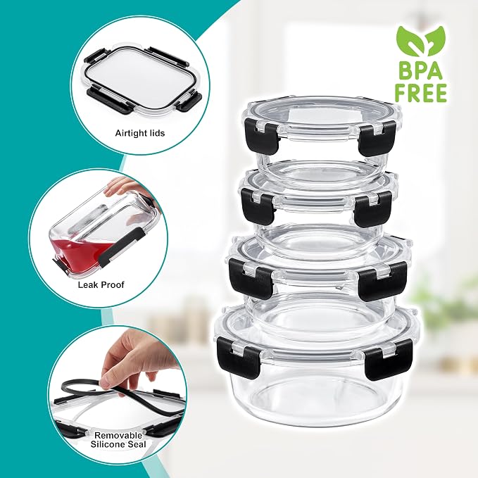 Sorbus Glass Meal Prep Containers, Dishwasher and Oven Safe Reusable Meal Prep Containers, Freezer Safe Glass Food Storage Containers with Airtight Lids - Image 6
