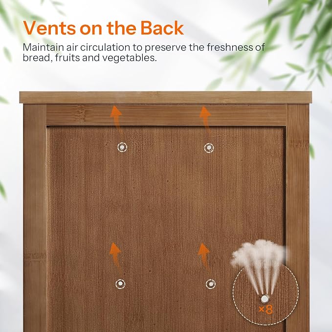 HOOBRO Bread Box, Bamboo Bread Box for Kitchen Countertop, 2-Tier Corner Bread Box, Large Capacity Bread Bin, Food Storage Box, Bread Storage Container for Kitchen, Dining Room, Brown BR12MB01 - Image 6
