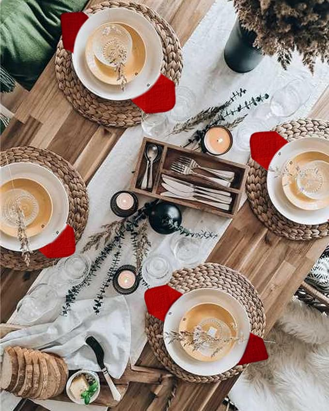36 Pack Red Cloth Napkins Cotton Linen Napkin 16 x 16 Inch Red Napkins Cloth Handmade with Fringe Soft Washable Rustic Dinner Napkin Cloths for Wedding Party Dinner Table - Image 7