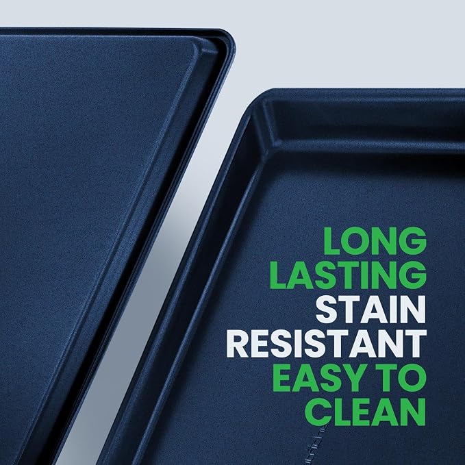 NutriChef Extra Large Nonstick Cookie Sheet for Baking, 22 Inch x 16 Inch Premium Carbon Steel Baking Tray for Oven, Baking Sheet for Cookies, Jelly Rolls, & Pastries - Blue Diamond, NCLG1BD - Image 3