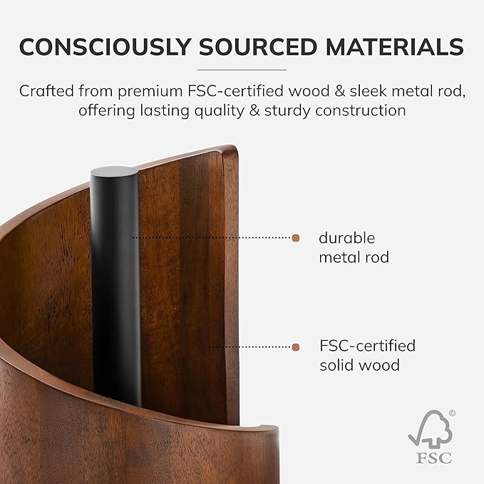 Anji Mountain Wooden Paper Towel Holder with Metal Holder, Holder Stand for Kitchen Roll Organizer & Kitchen Dining Table Home Décor, Countertop Fits Jumbo & Mega Rolls - Walnut/Black, Classic - Image 3
