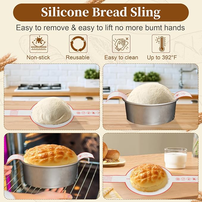 Banneton Bread Proofing Basket Set, 9" Round & 10" Oval Sourdough Bread Baking Supplies, Sourdough Starter Kit, Bread Making Tools Gift Set for Beginner Professional Bakers - Image 7