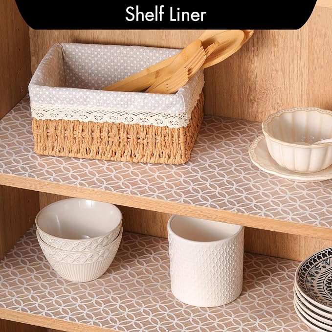 Cooyes Shelf and Drawer Liner for Kitchen Cabinets – Non-Adhesive, Waterproof, Non-Slip Cabinet Liners for Scratch Protection, Desk, Refrigerator, Shelves, Drawers with Modern Pattern - Image 4