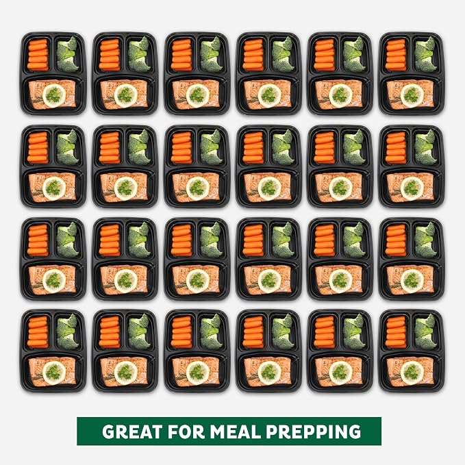 Freshware Meal Prep Containers [150 Pack] 3 Compartment with Lids, Food Storage Containers, Bento Box, BPA Free, Stackable, Microwave/Dishwasher/Freezer Safe (24 oz) - Image 3