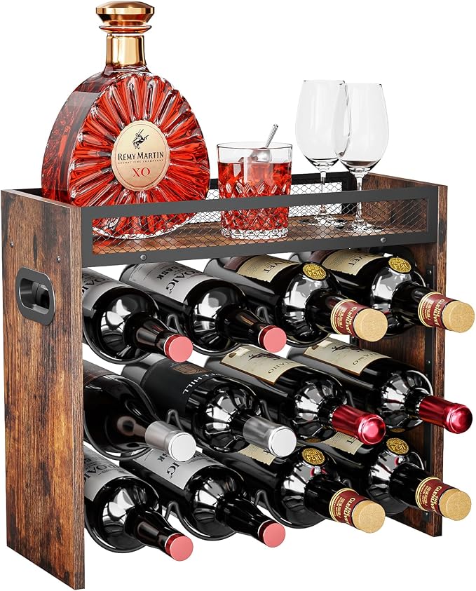 KLM 3-Tier Wine Bottle Display Rack, Holds 12 Bottles. | For Home Kitchen, Bar, Restaurant, Party & Cabinet Wine Storage. by KLM