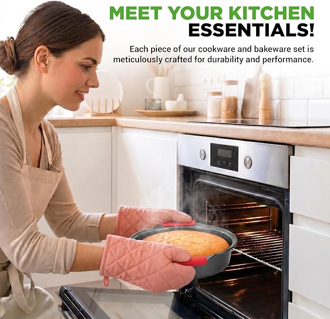 NutriChef 21-Piece Nonstick Cookware Set - PTFE/PFOA/PFOS Free Heat Resistant Lacquer Kitchen Ware Pots Pan w/ Cool-Touch Handles, Saucepan, Fry Pans, Lid, Bakeware, For Gas Electric Ceramic Cooktops - Image 5