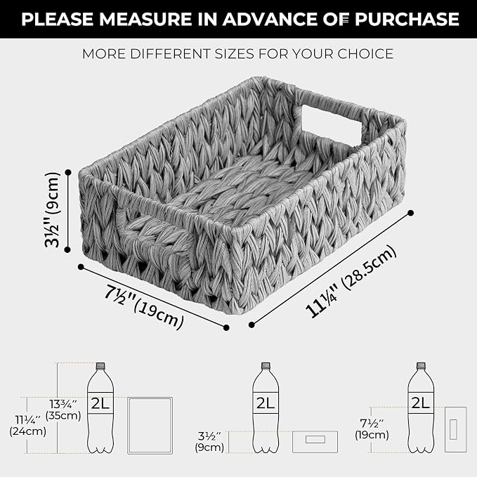 GRANNY SAYS Wicker Baskets for Storage, Waterproof Gray Baskets, 2-Pack | Grey Baskets, Plastic Baskets for Organizing, Plastic Storage Baskets moisture resistant,Wicker Baskets with Handles,Odorless - Image 4