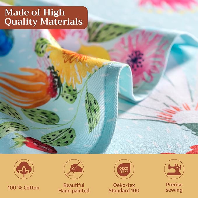 Maison d' Hermine Cloth Napkins Set of 4 Reusable 100% Cotton (20" x 20") | Everyday Square Napkins Cloth Washable Dinner Party Wedding Restaurant Hotel Kitchen Spring Summer - Jardin D'Ete - Mint - Image 3